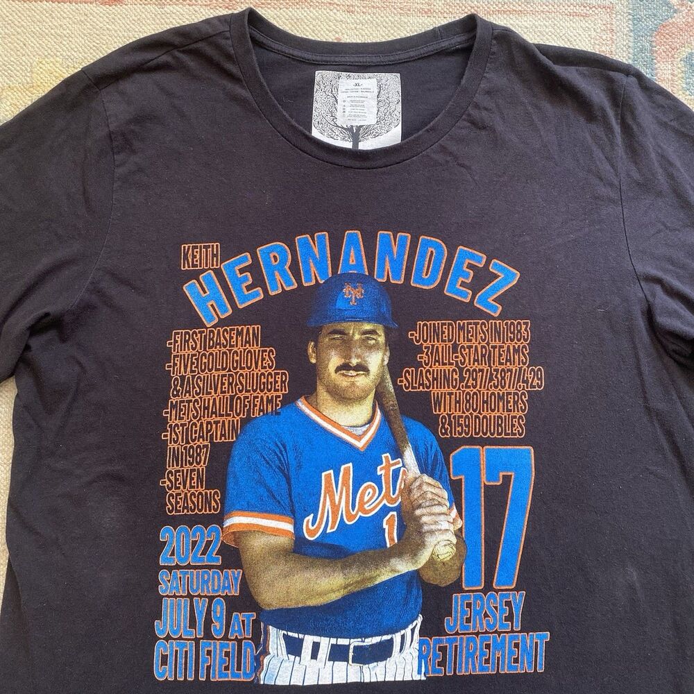 Keith Hernandez T Shirt Black XL Retirement 2002 Rap Tee New York Mets